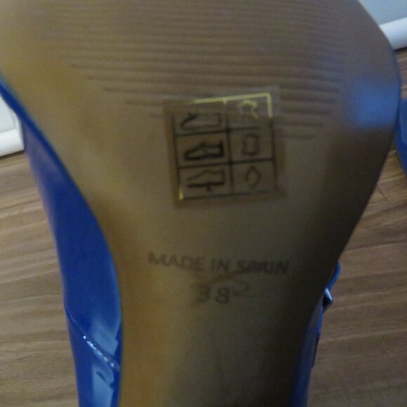 L'INTERVALLE Stefani Blue Patent Leather Block Heel Mary Jane Shoes 38 / 7.5-8 - Picture 15 of 15